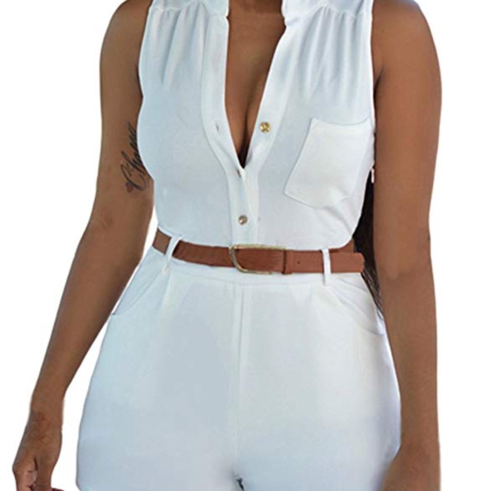 V Neck Short Romper Jumpsuit Size M